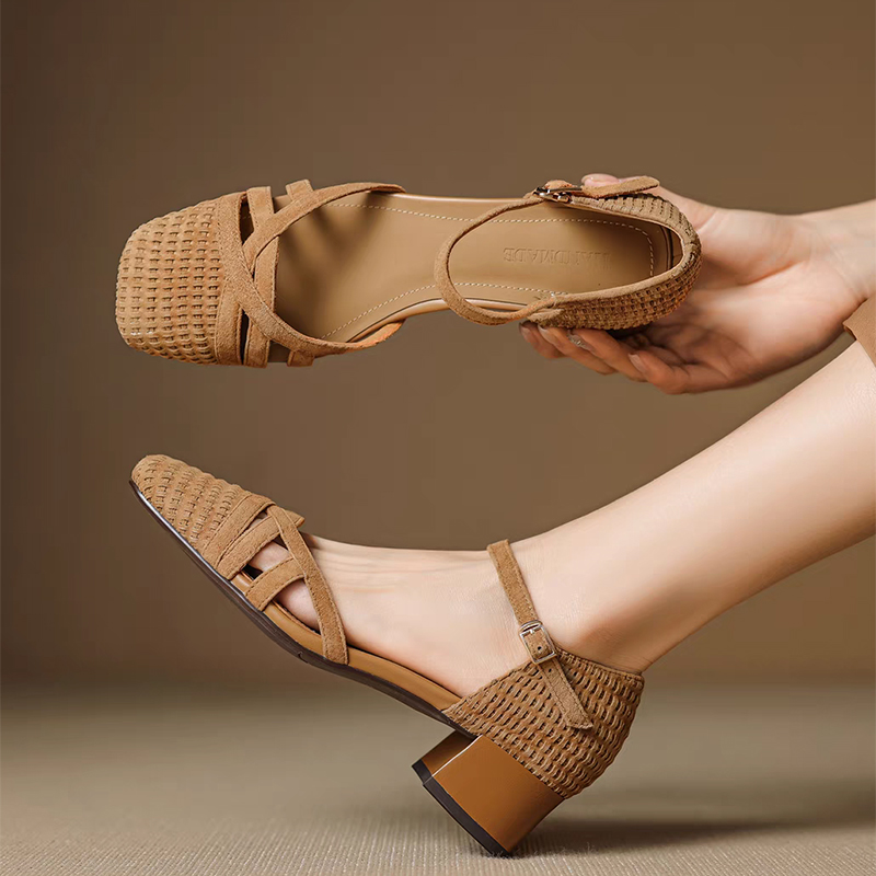 Ankle Strap Attachment - Женские плетеные босоножки на высоком каблуке